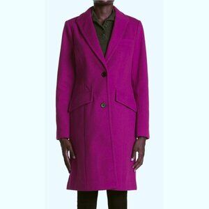 NWT $328 BCBGMAXAZRIA Raspberry Two-Button Riding Coat, Sz Large